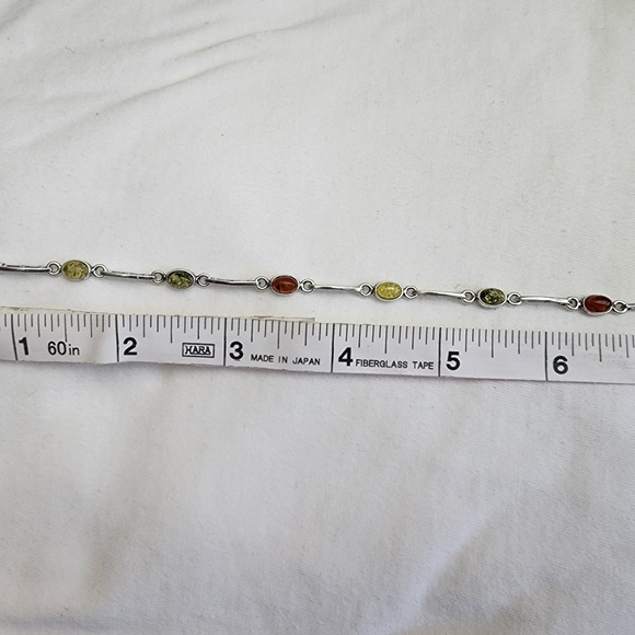 Baltic Amber multi color emerald fine 925 Sterling silver Link Bracelet - Picture 14 of 15